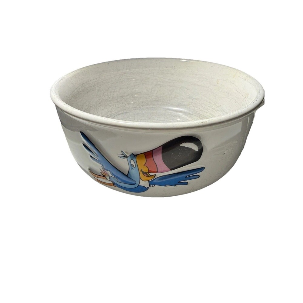 Kelloggs FROOT LOOPS 1999 Cereal Bowl w/ Handle Toucan Sam Embossed Fruit Dish
